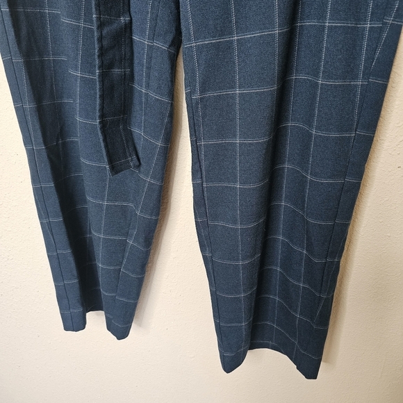 A New Day Womens Plaid Pants Size 6 Blue Plaid Stretch Soft Pockets Career Tie - Picture 3 of 8